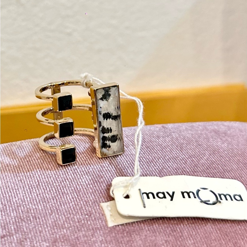 May Moma Gold and Black Ring Set. NWT, Handmade in Italy